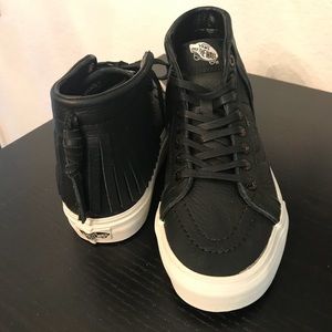 Black Leather High Top Vans